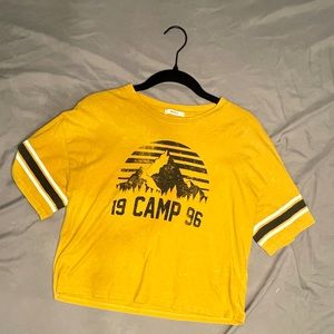 Forever21Women’s 1996 Camp Graphic Tee Shirt – Mustard/Multi UK